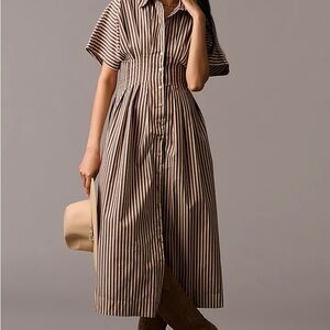 The Tobie Button-Front Pleated Shirt Dress by Exquise